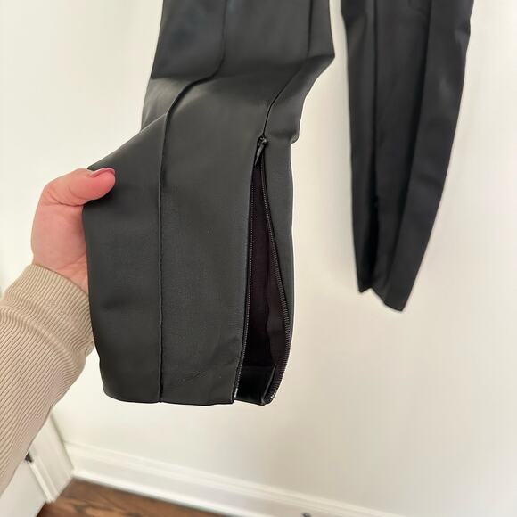 Zara Faux Leather High Rise Ankle Zip Graze Leggings Black S - Picture 4 of 11